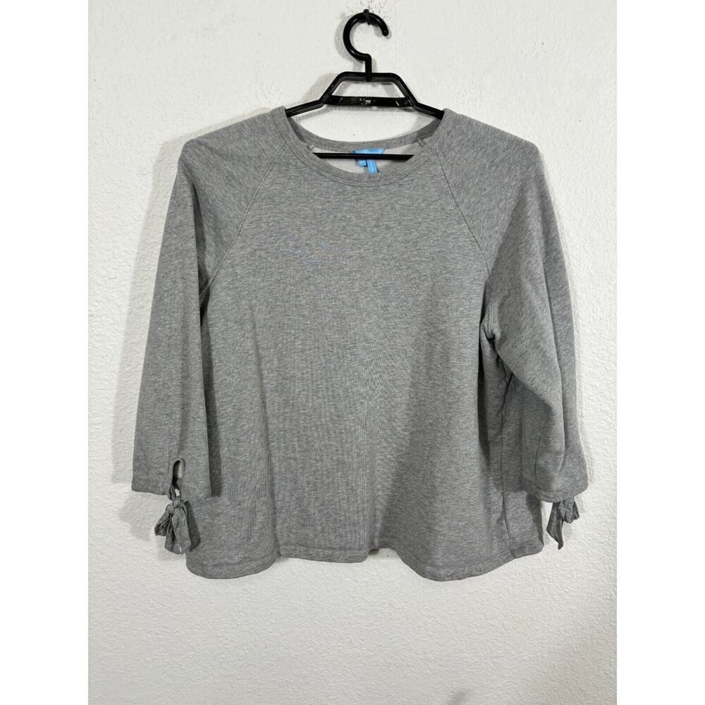 Draper James Sweatshirt‎ Womens 2X Gray 3/4 Tie Sleeves Plus Cotton Solid